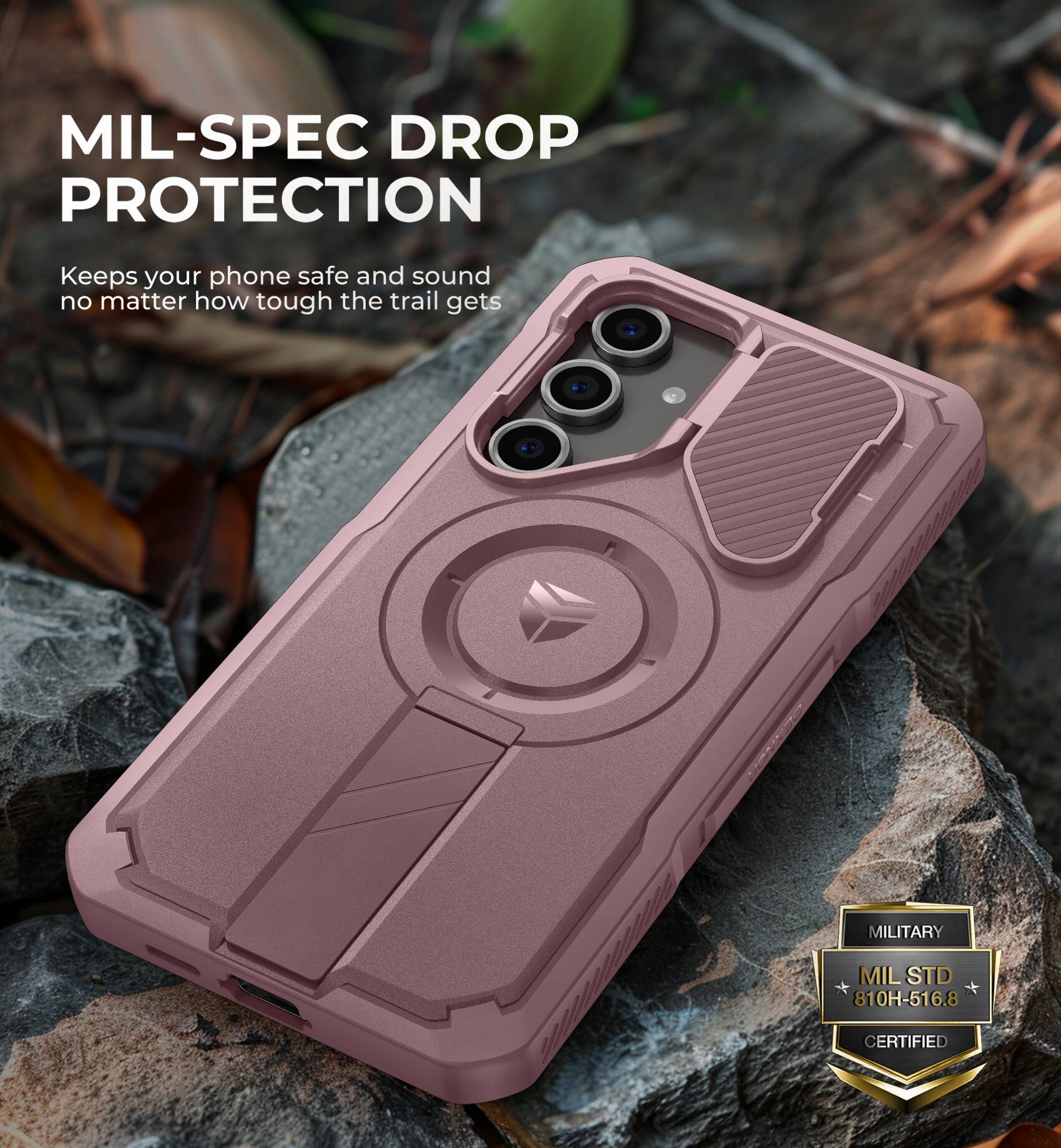 MIL-SPEC DROP PROTECTION | Keeps your phone safe and sound no matter how tough the trail gets | MILITARY MIL STD 810H-516.8 CERTIFIED