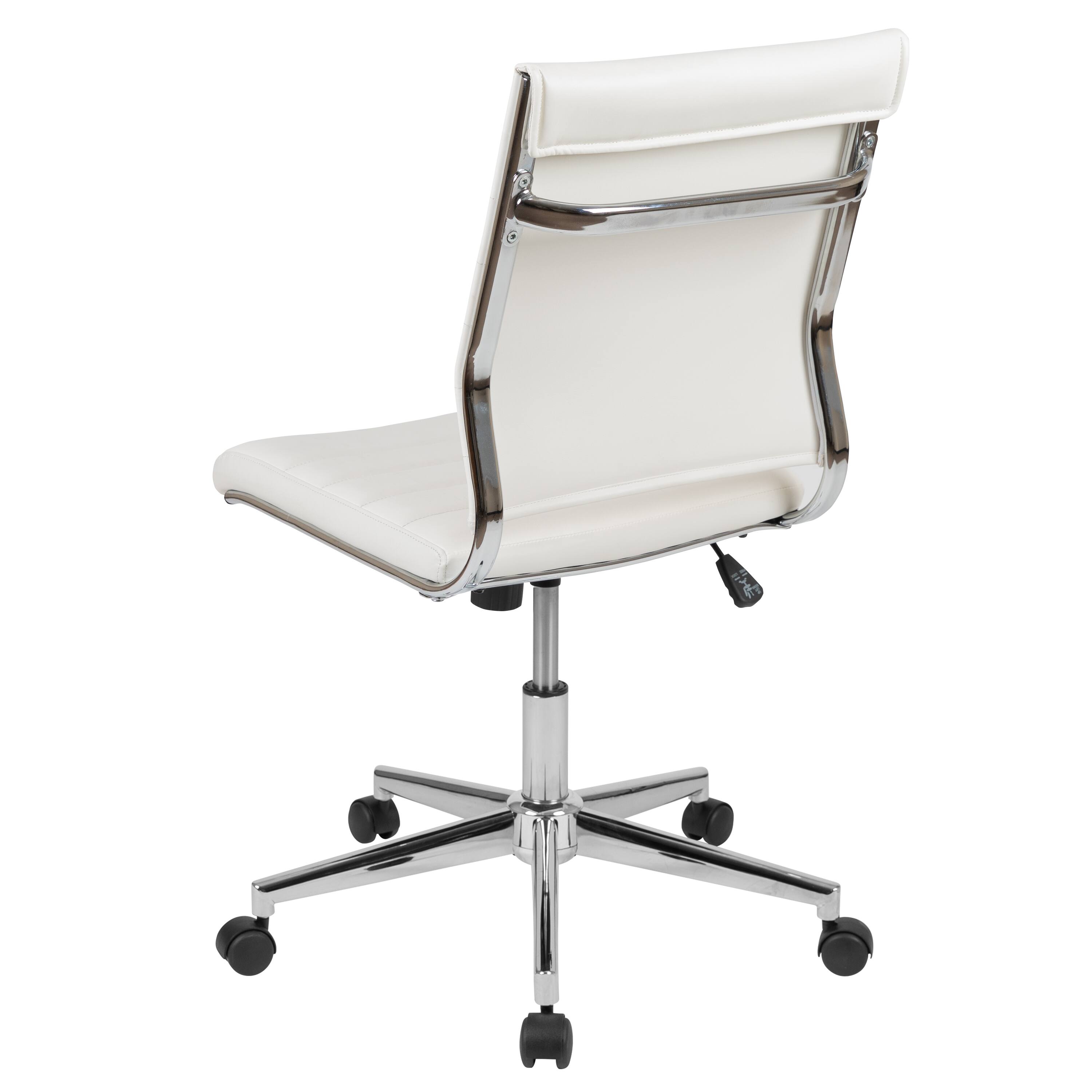 Alt View 5. Emma + Oliver - Mid-Back Armless LeatherSoft Ribbed Executive Swivel Office Chair - White.