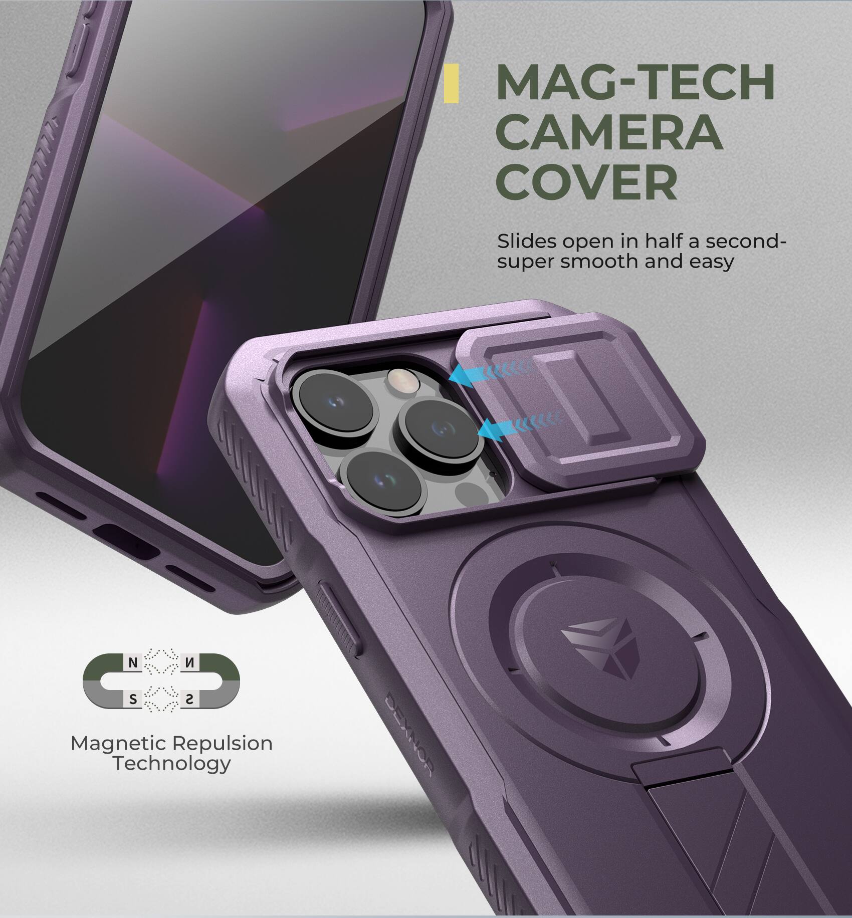 MAG-TECH CAMERA COVER Slides open in half a second- super smooth and easy

Magnetic Repulsion Technology