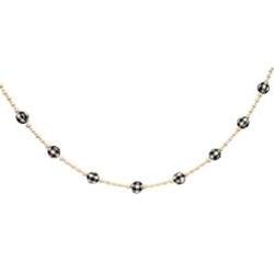Left. BreeBe - *Buffalo Check Rag Ball & Wood Bead Garland 6ft 2 Asstd. - Black, Red, White.