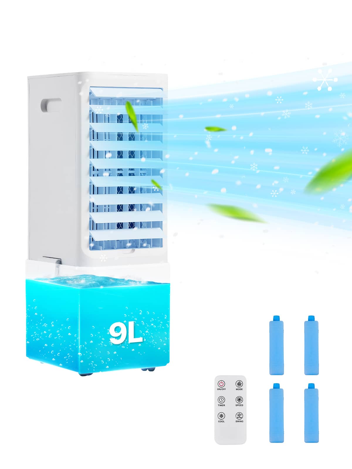 VEVOR - Portable Air Conditioner, 9L 550 CFM Swamp Cooler Air Conditioner with 12H Timer & Remote Control - White