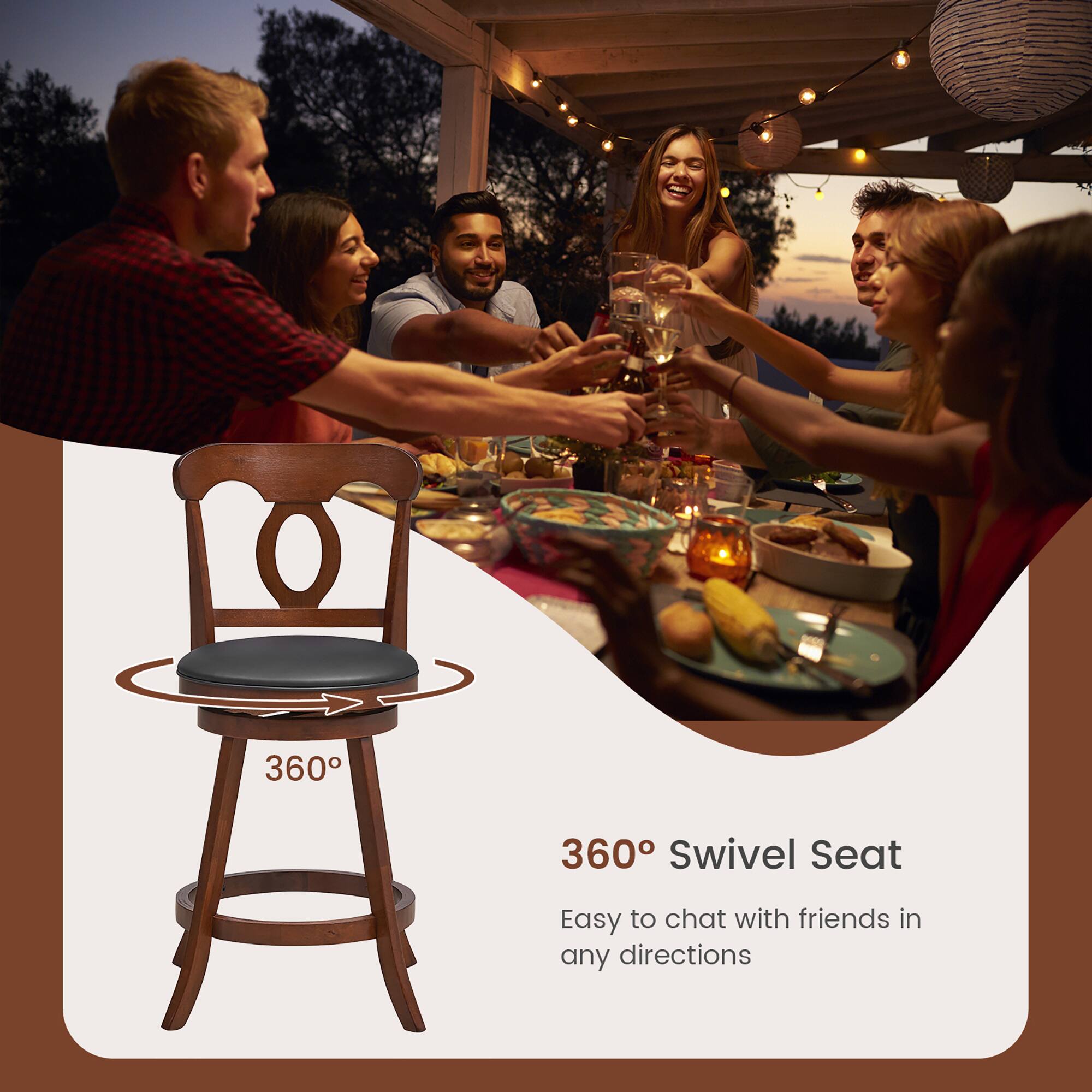 360° Swivel Seat, Easy to chat with friends in any directions