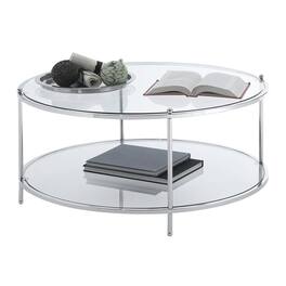 Convenience Concepts - Royal Crest 2 Tier Round Glass Coffee Table - Clear Glass / Chrome Frame