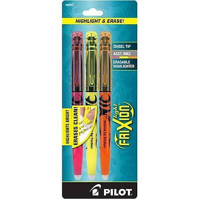#40507  
HIGHLIGHT & ERASE!  
CHISEL TIP  
ASSIST. INKS  
ERASABLE HIGHLIGHTER  
BRIGHT HIGHLIGHTS  
CLEAN!  
ERASES  
DOCUMENTS  
FRICTION BY FRICTION  
PILOT  

HIGHLIGHTS BRIGHT  
ERASABLE  
FRICTION  
PILOT  

PILOT