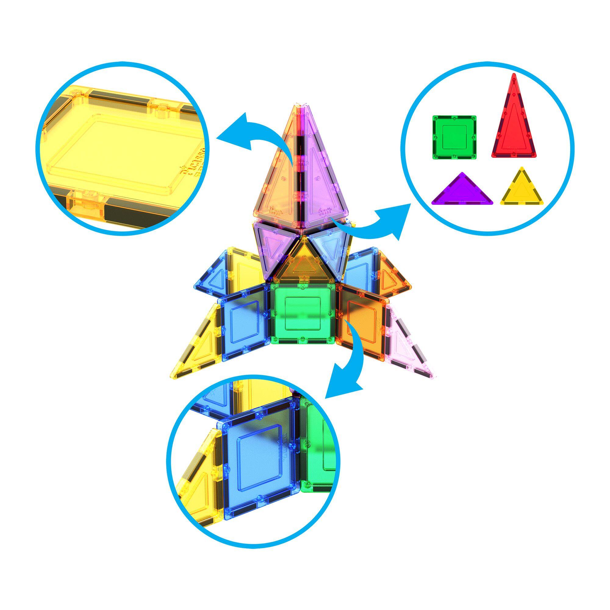 Alt View 2. PicassoTiles - PICASSO-TILES Magnetic Tiles for Kids, Construction STEM Building Blocks Educational Toy, 12PCS - Multicolor.