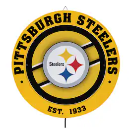 Evergreen Enterprises - Pittsburgh Steelers 15" LED Round Metal Lit Wall Sign - Multicolor