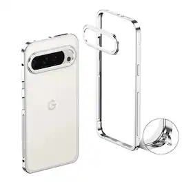 Dteck - Metal Frame Heat Dissipation Rugged Shockproof Bumper Frame Phone Case with Lens Cover For Google Pixel 11 Pro - Silver