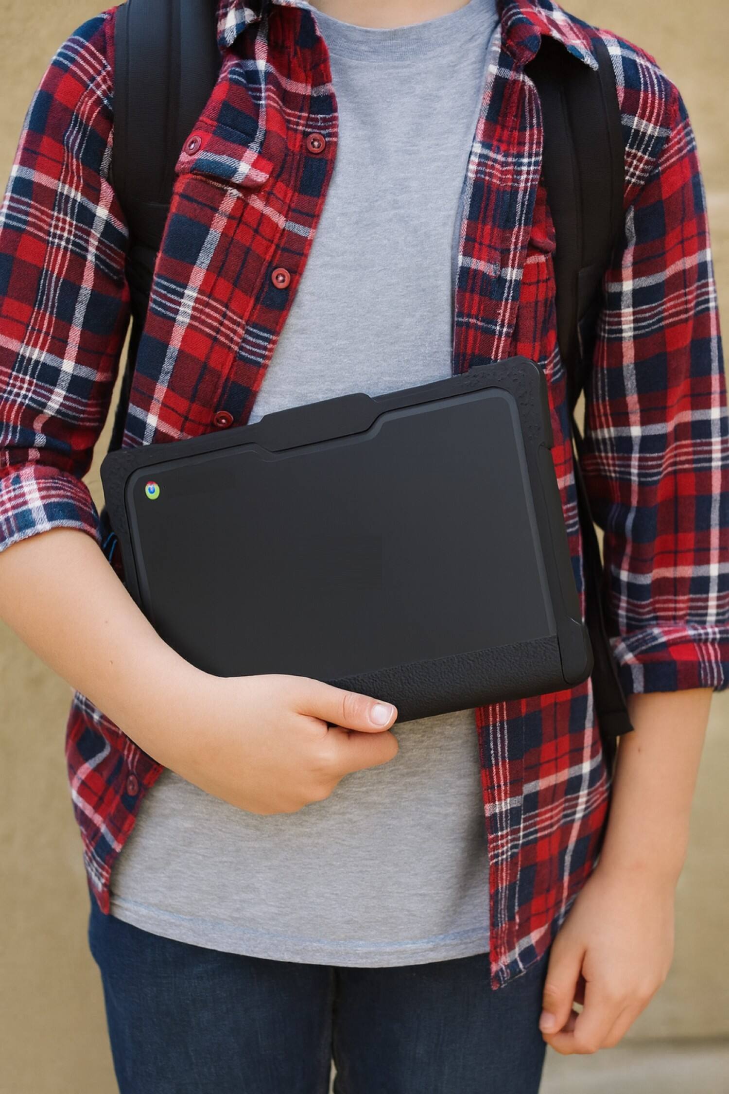 Alt View 1. SaharaCase - Dell Chromebook 3100/3110/3120 Clamshell Case | Heavy Duty Design | Shock-Absorbing Corners | Venture Series - Clear/Black.