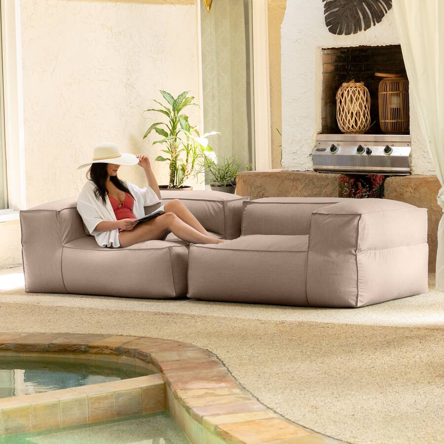 One Up Innovations Jaxx Baya Outdoor Modular Loveseat Luxurious Soft Seating for Poolside ...