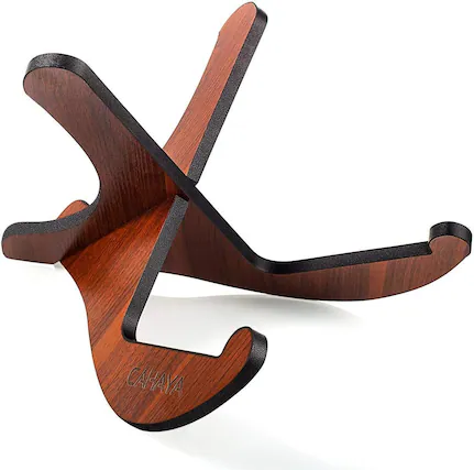 Front. CAHAYA - CAHAYA Wooden Floor Guitar Stand Thicken Plywood X-Style Portable with Soft Leather for Acoustic Bass Guitars CY0180.