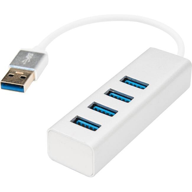 Front. Rocstor - Rocstor Premium Portable 4 Port SuperSpeed Mini USB 3.0 Hub - Aluminum Silver - USB - External - 4 USB Ports Female - 4 - Aluminum Silver.