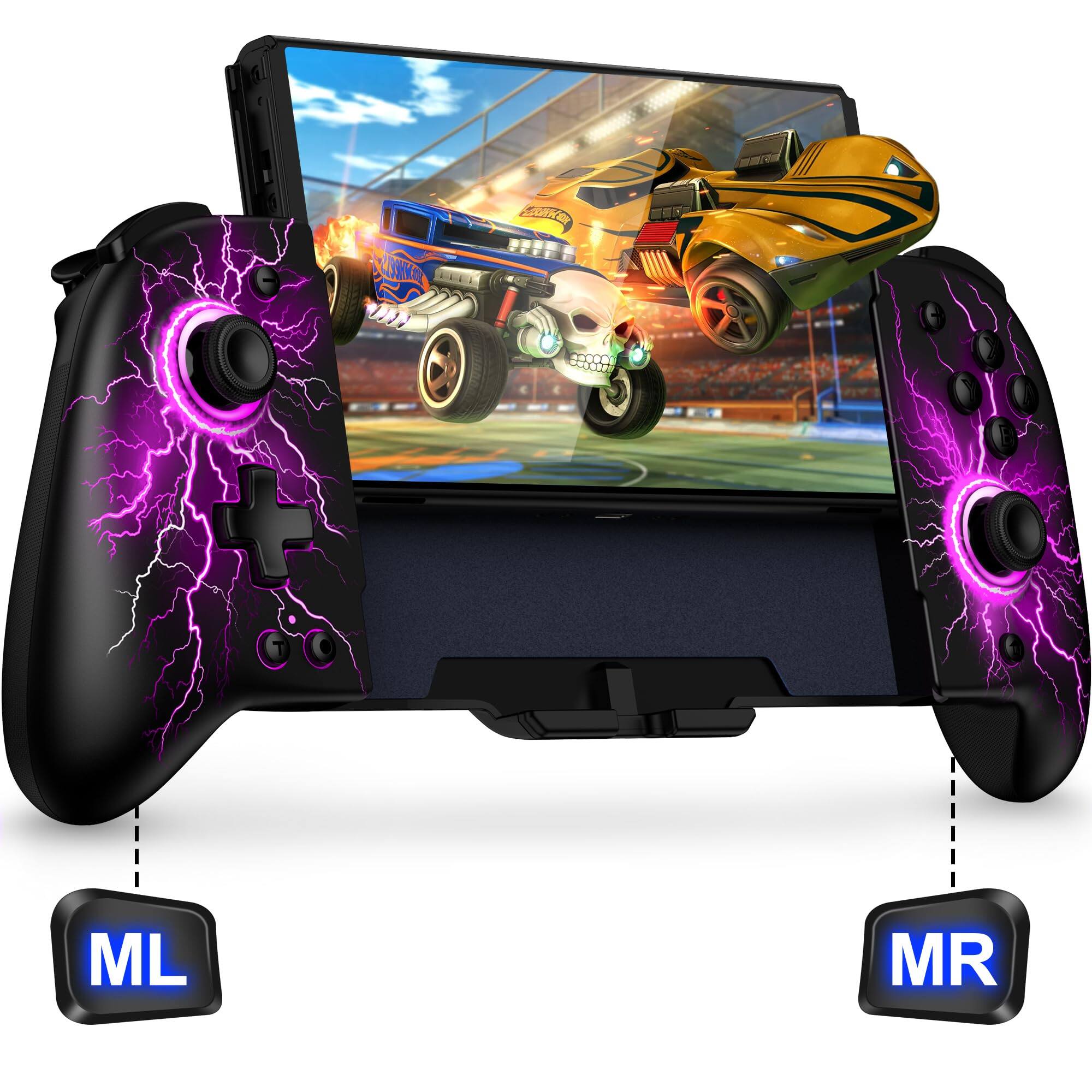 HM 1810 - Controller For Switch/switch Oled (no Drift No Deadzone) Hall Effect Joystick Wireless Joypad With 9 Lights - Lightnings Switch 1 - (6.2"/7")