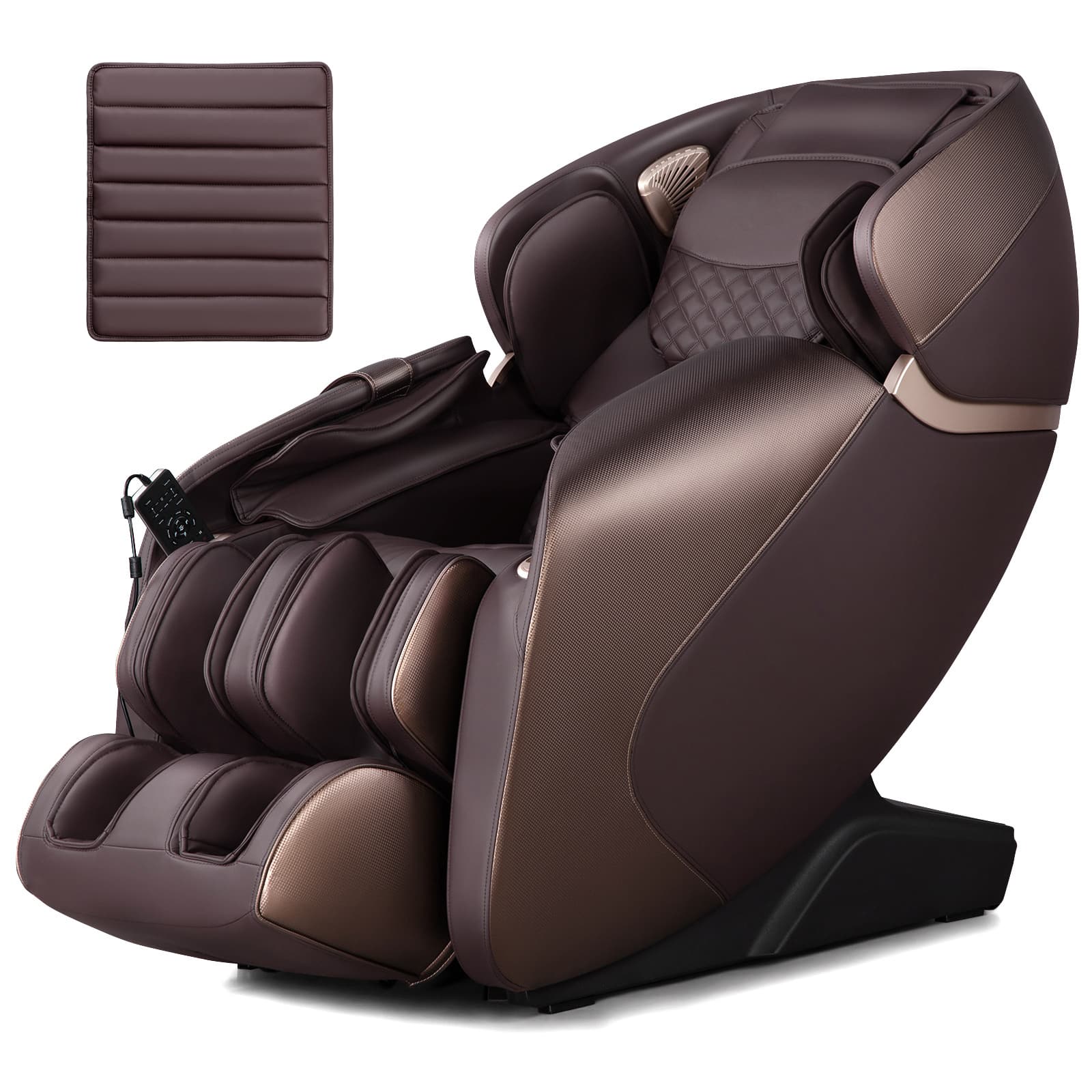 Front. Relaxe - Relaxe Zero Gravity Shiatsu Massage Chair With Cushion (SL-Track) Brown - Brown.