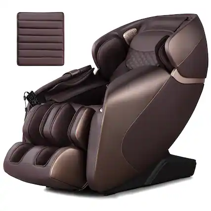 Front. Relaxe - Relaxe Zero Gravity Shiatsu Massage Chair With Cushion (SL-Track) Brown - Brown.