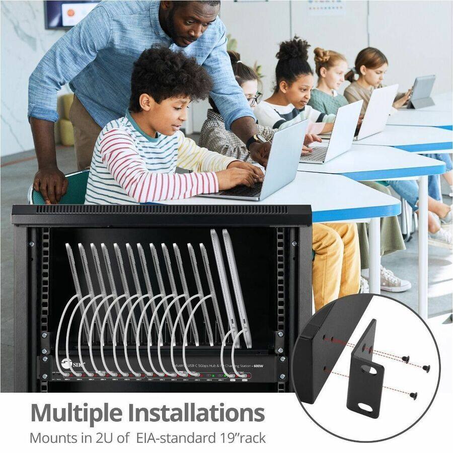 Multiple Installations  
Mounts in 2U of EIA-standard 19" rack