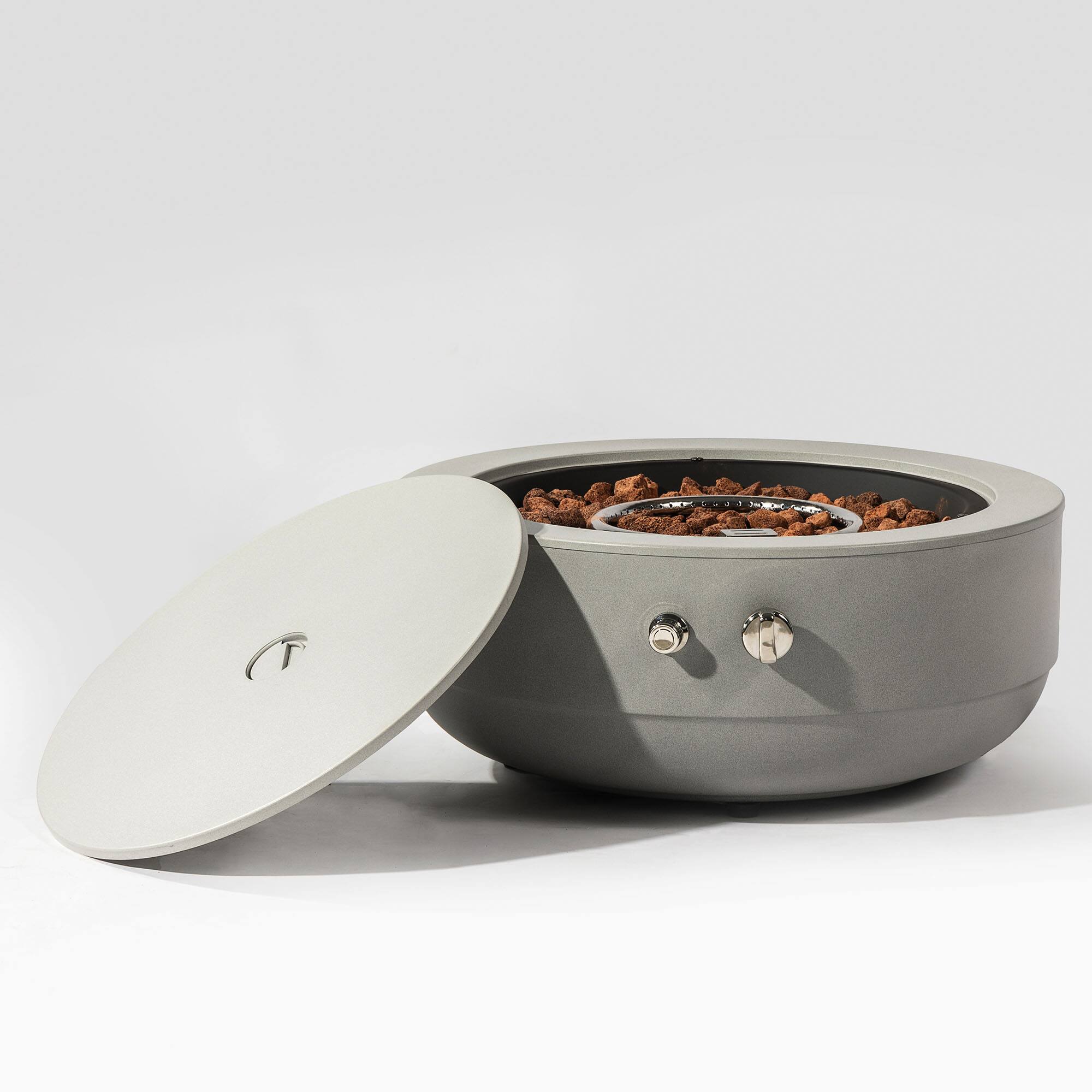 Angle. Dexmalle - Dexmalle-24" Propane Gas Fire Pit Round Bowl-Grey.