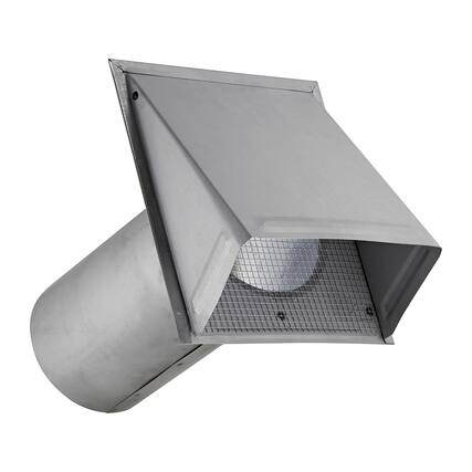 Front. Lambro - 6" 26-Gauge Paint-Grade Steel Fresh Air Intake Vent with Wire Mesh Screen, 11" Pipe, EC-3460GNDMS-11-PG.