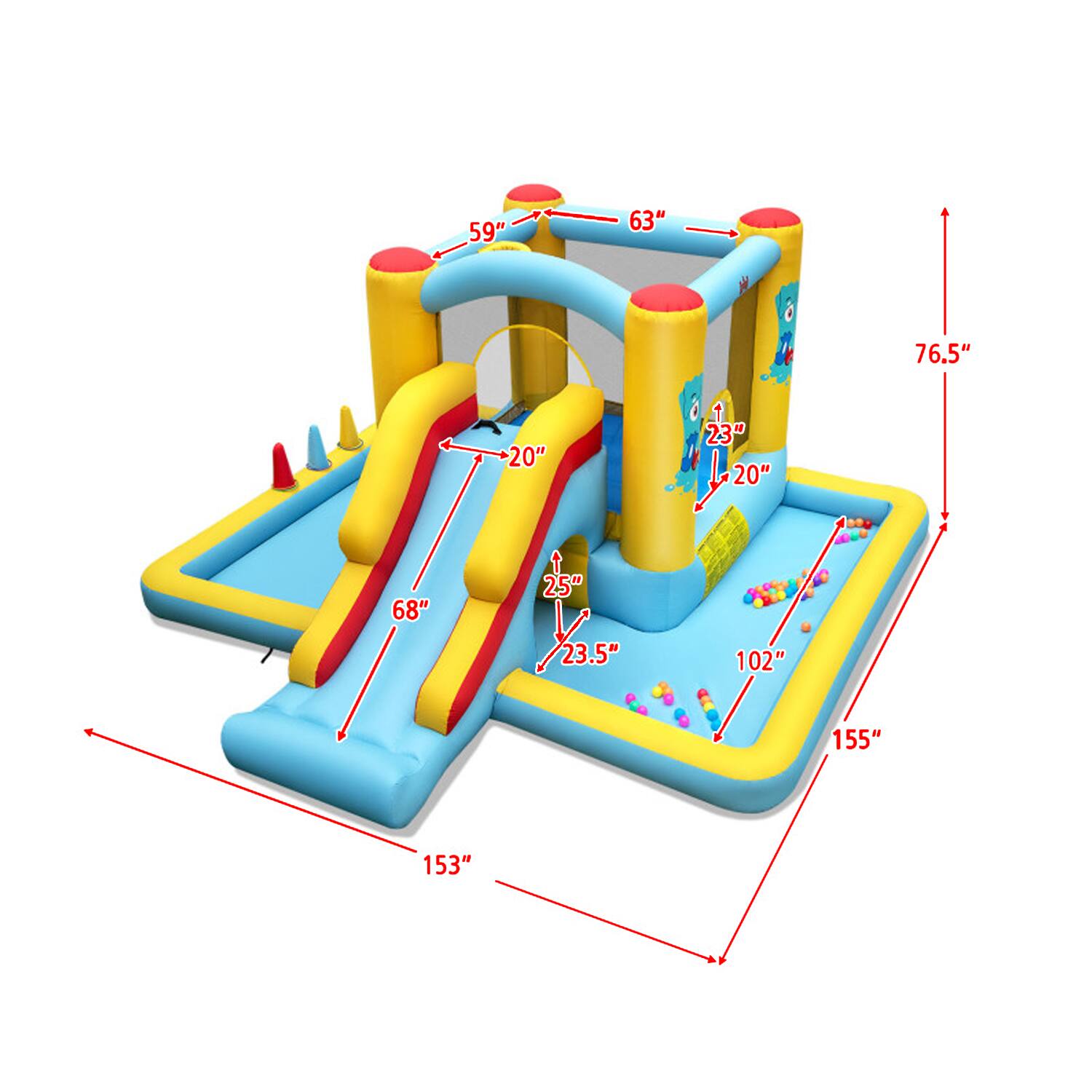 59" 63" 76.5" 20" 23" 20" 68" 25" 23.5" 102" 155" 153"