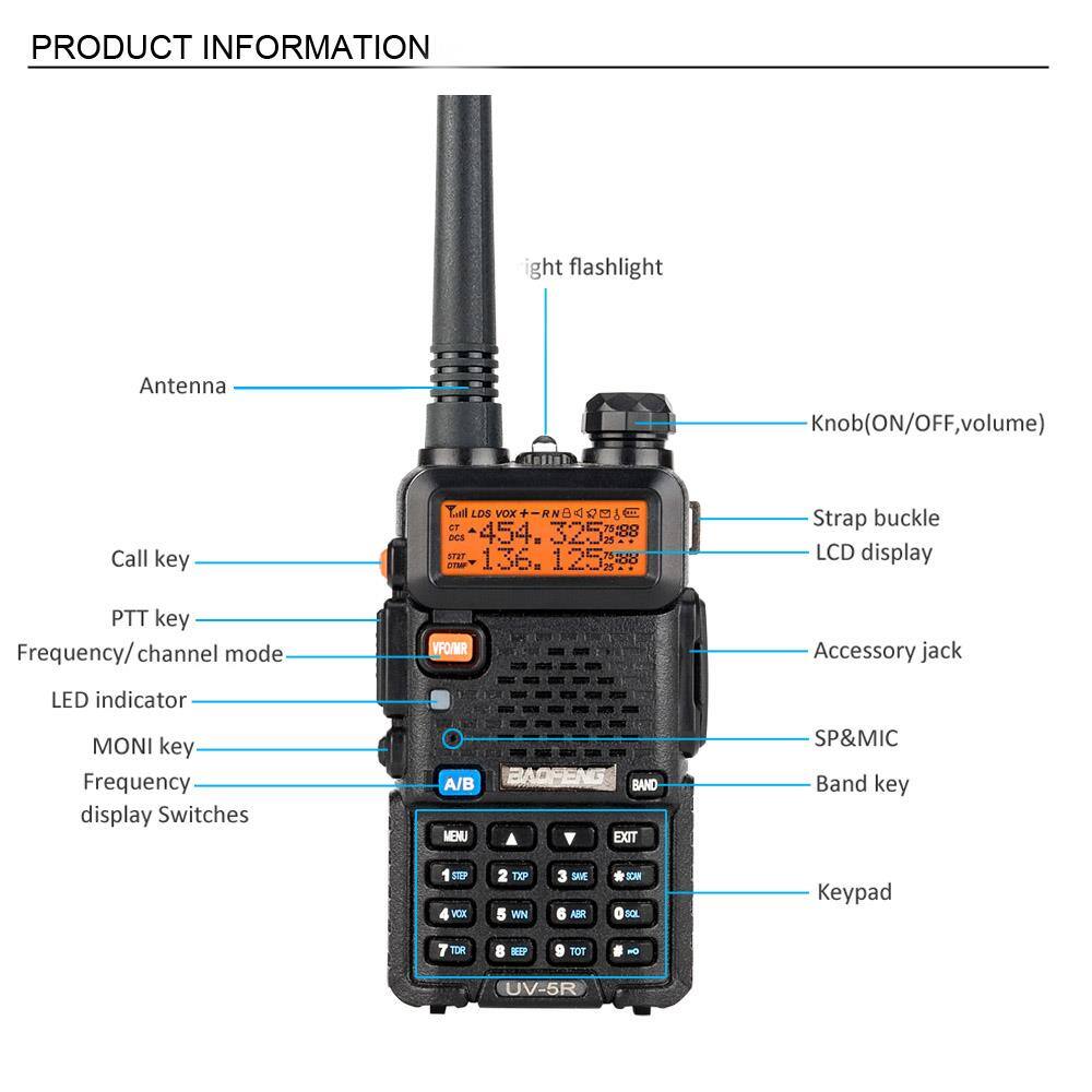 Alt View 7. Winado - Baofeng UV-5R Dual Band UHF/VHF Radio RF FM Ham 2 Way Radio Walkie Talkie - Black.