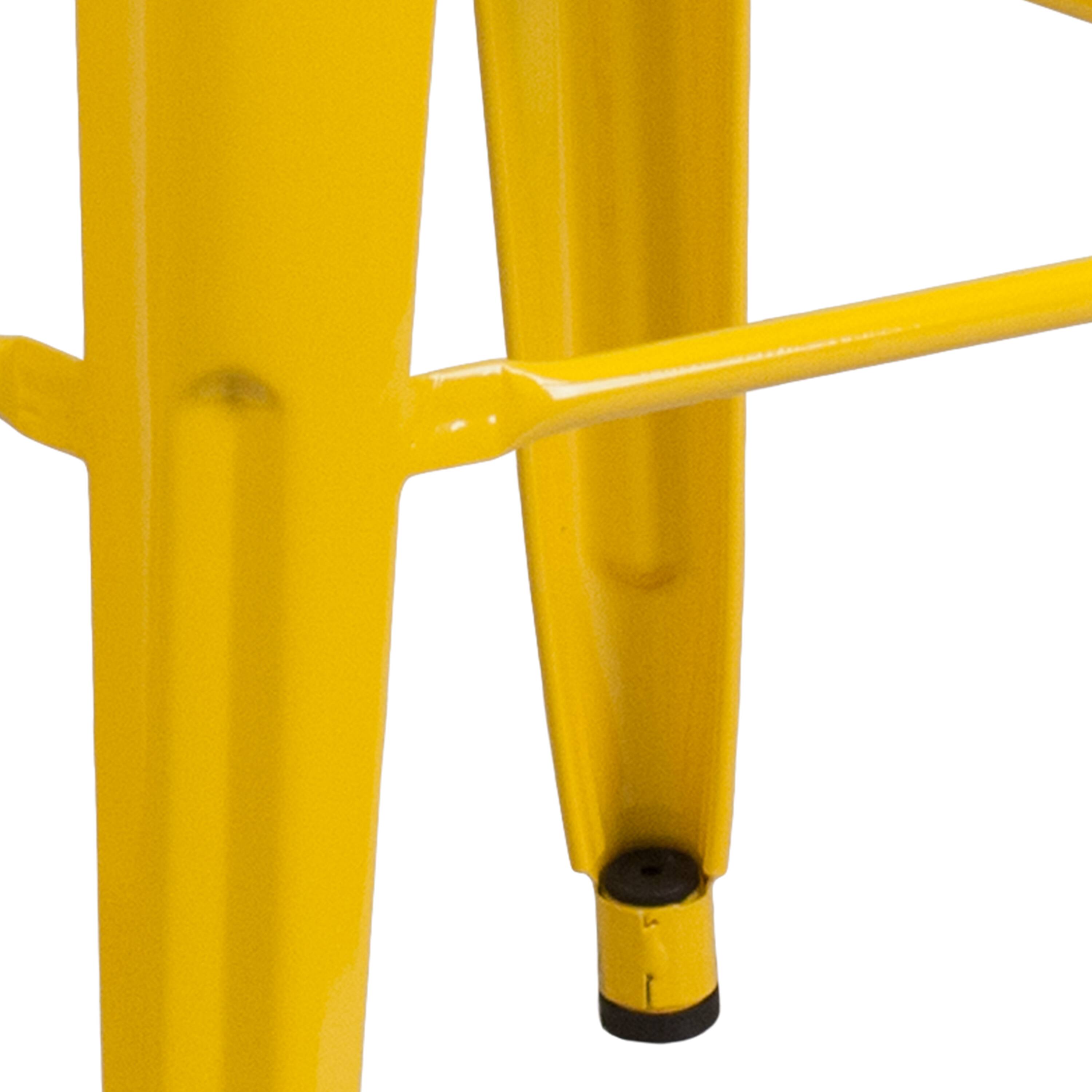 Alt View 6. Emma + Oliver - Commercial Grade 30"H Backless Metal Indoor-Outdoor Barstool with Square Seat - Yellow.