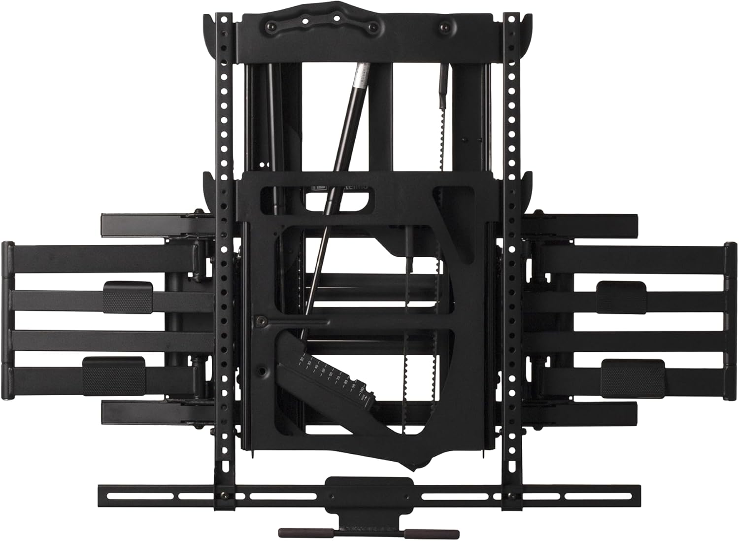 Alt View 2. MantelMount - MAX1 Full Motion Fireplace Pull Down TV Mount-Lowers 29", Swivels 40° L/R, 3" Flush to Wall, for TVs 50"-86" to 90 lbs - Black.