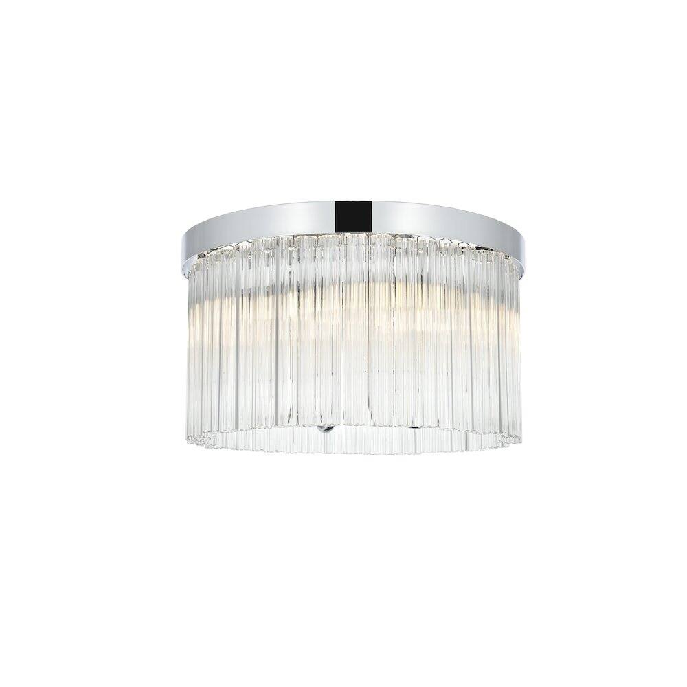Back. Elegant Lighting - Harlow 16 Inch Flush Mount Ceiling Light In Chrome - Chrome And Clear.