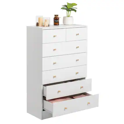 Front. Winado - Modern 7 Drawer Dresser Tall Dresser Chest of Drawers Anti-Tipping Device Metal Handle for Bedroom Living Room Hallway - White.