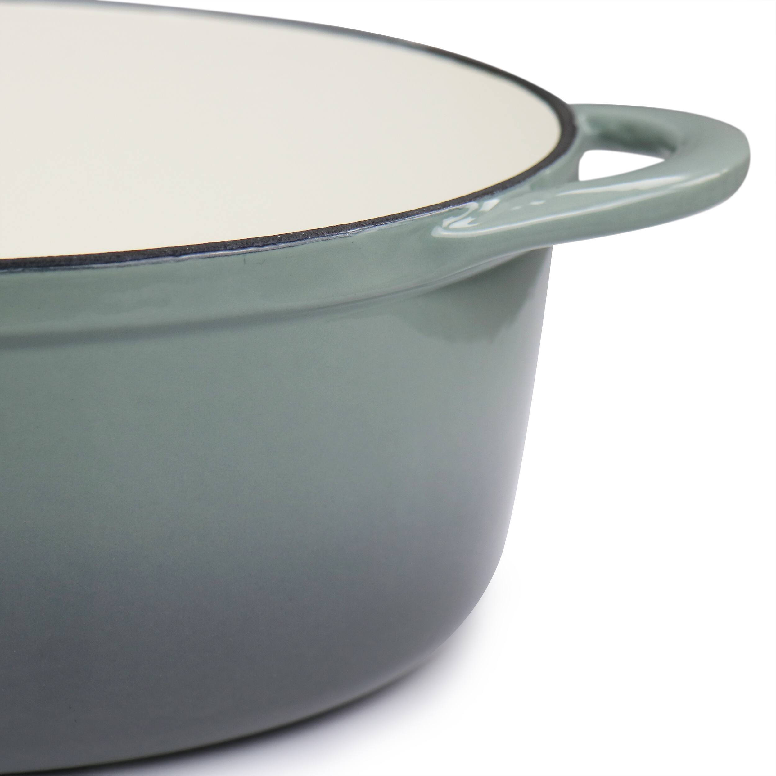Alt View 3. MegaChef - MegaChef 7 Quarts Oval Enameled Cast Iron Casserole in Gray - Gray.