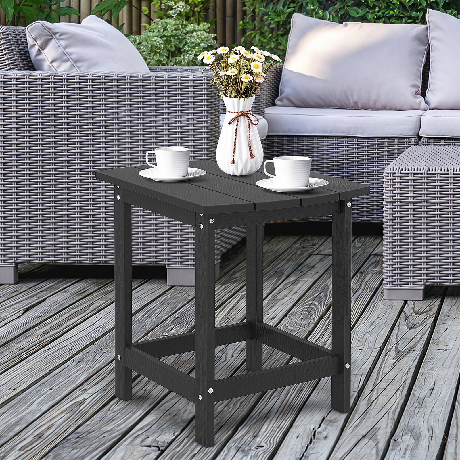 Alt View 4. Costway - Costway 18" Patio Adirondack Side Table Weather Resistant HDPE Garden Black - Black.