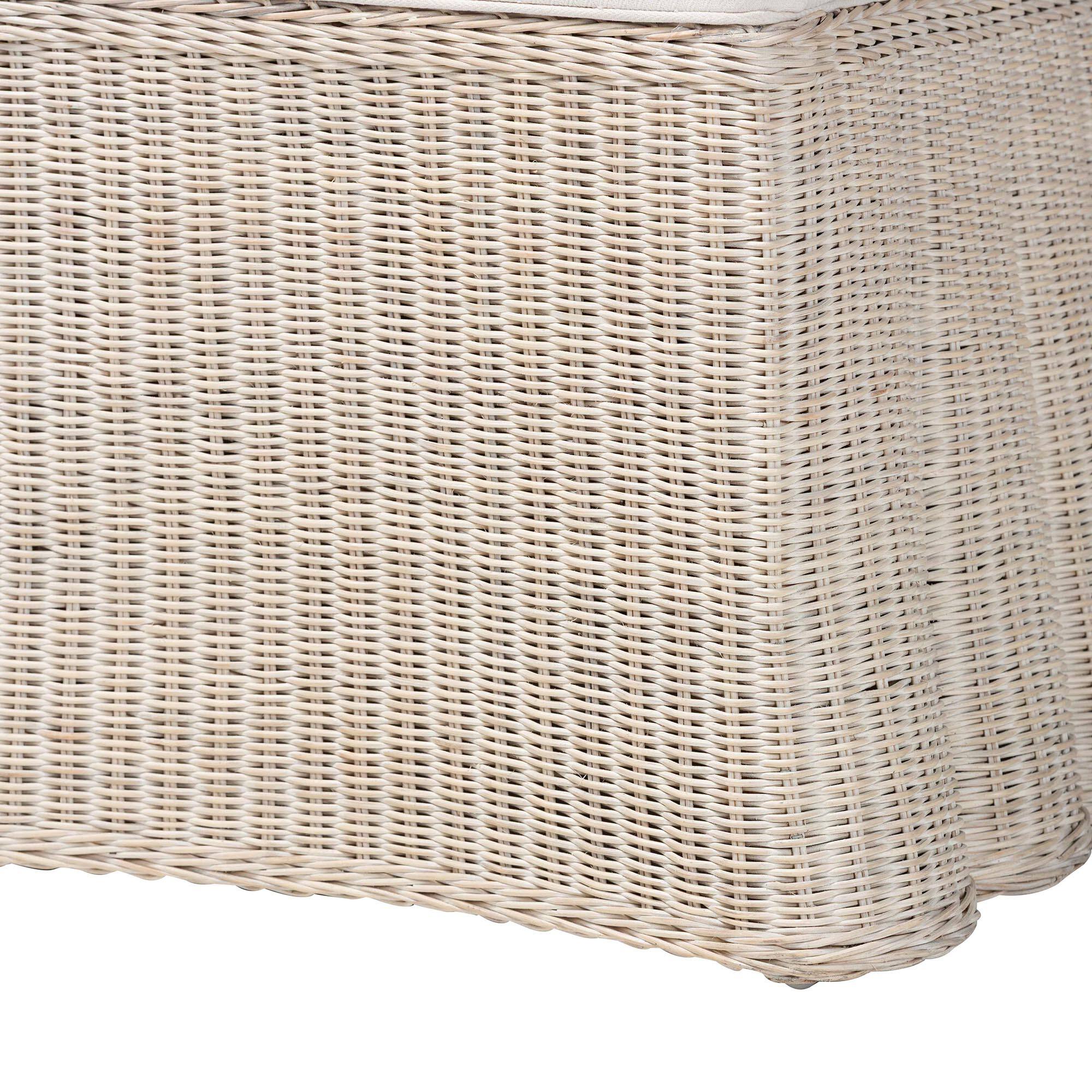 Alt View 1. bali & pari - Sara Natural Rattan 2-Piece Dining Chair Set - Handwoven Wicker Accent Chair with Scalloped Skirt Base and Tall Backrest - White Wash.