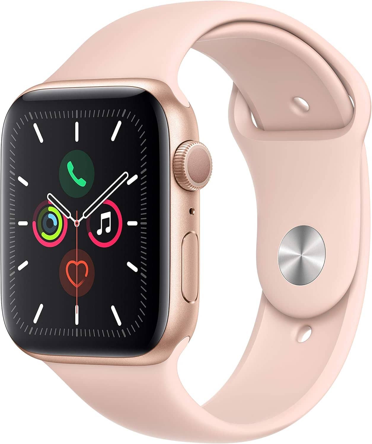 Front. Apple - Watch Series 5 Aluminum 44mm A2093 (GPS Only, No Cellular) - Gold.