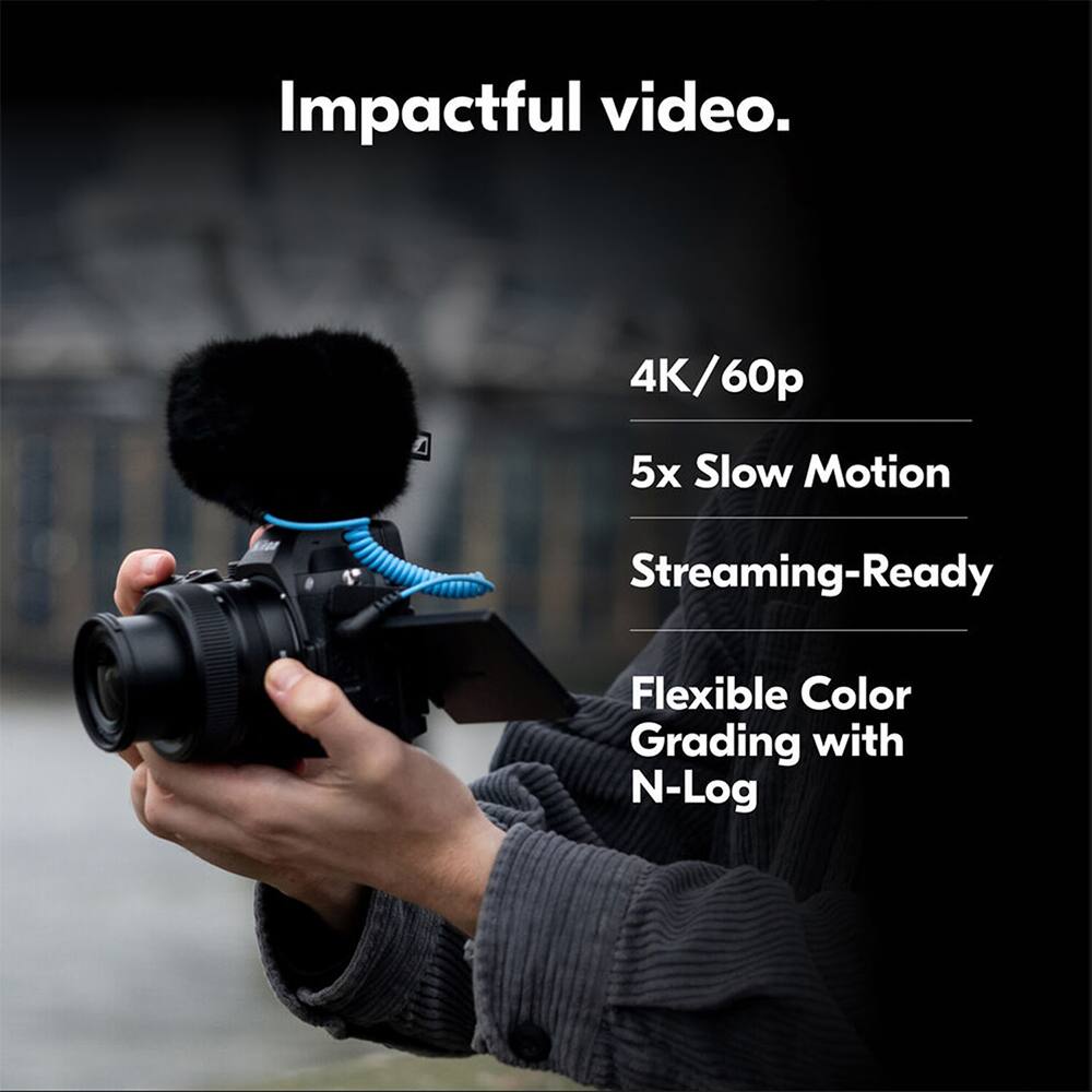 Impactful video.  
4K/60p  
5x Slow Motion  
Streaming-Ready  
Flexible Color Grading with N-Log