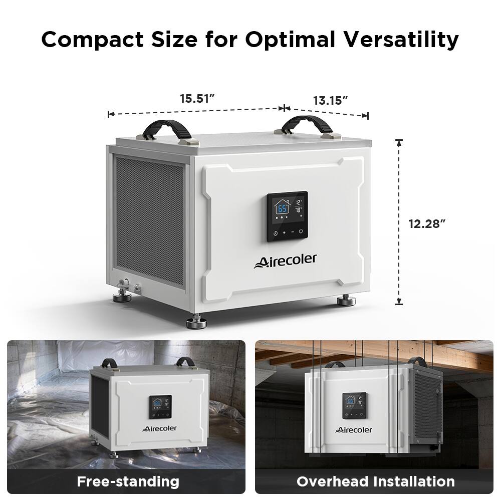 Compact Size for Optimal Versatility

15.51"  
13.15"  
12.28"

Free-standing  
Overhead Installation

Airecoler