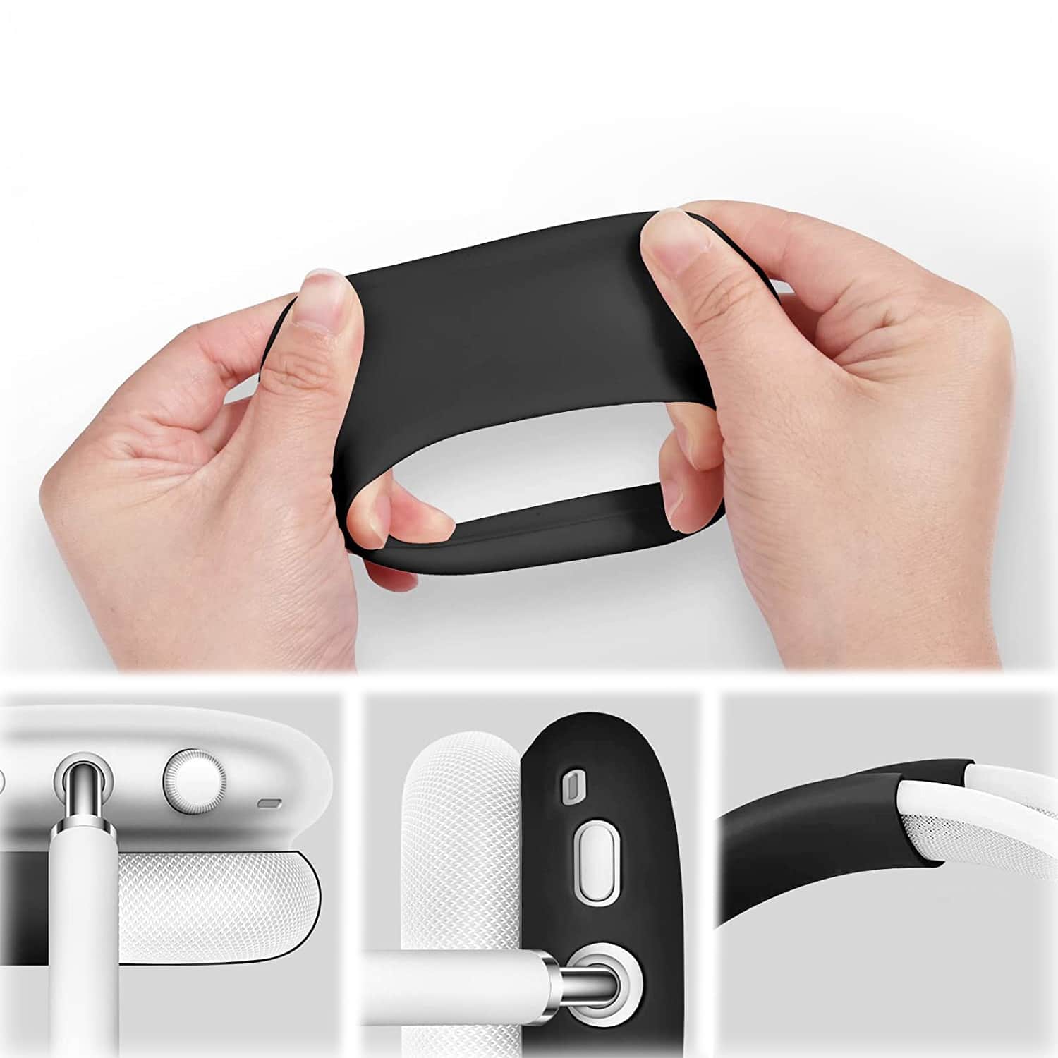 Alt View 16. SaharaCase - Silicone Combo Kit Case for Apple AirPods Max Headphones - Black.