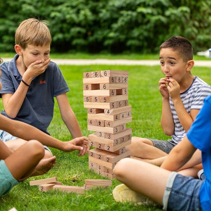 Alt View 3. GSE Games & Sports Expert - 54-Piece Mini Tumbling Timbers,Wooden Blocks Stacking Floor Game Set for Kids - Build to Over 1.5ft.
