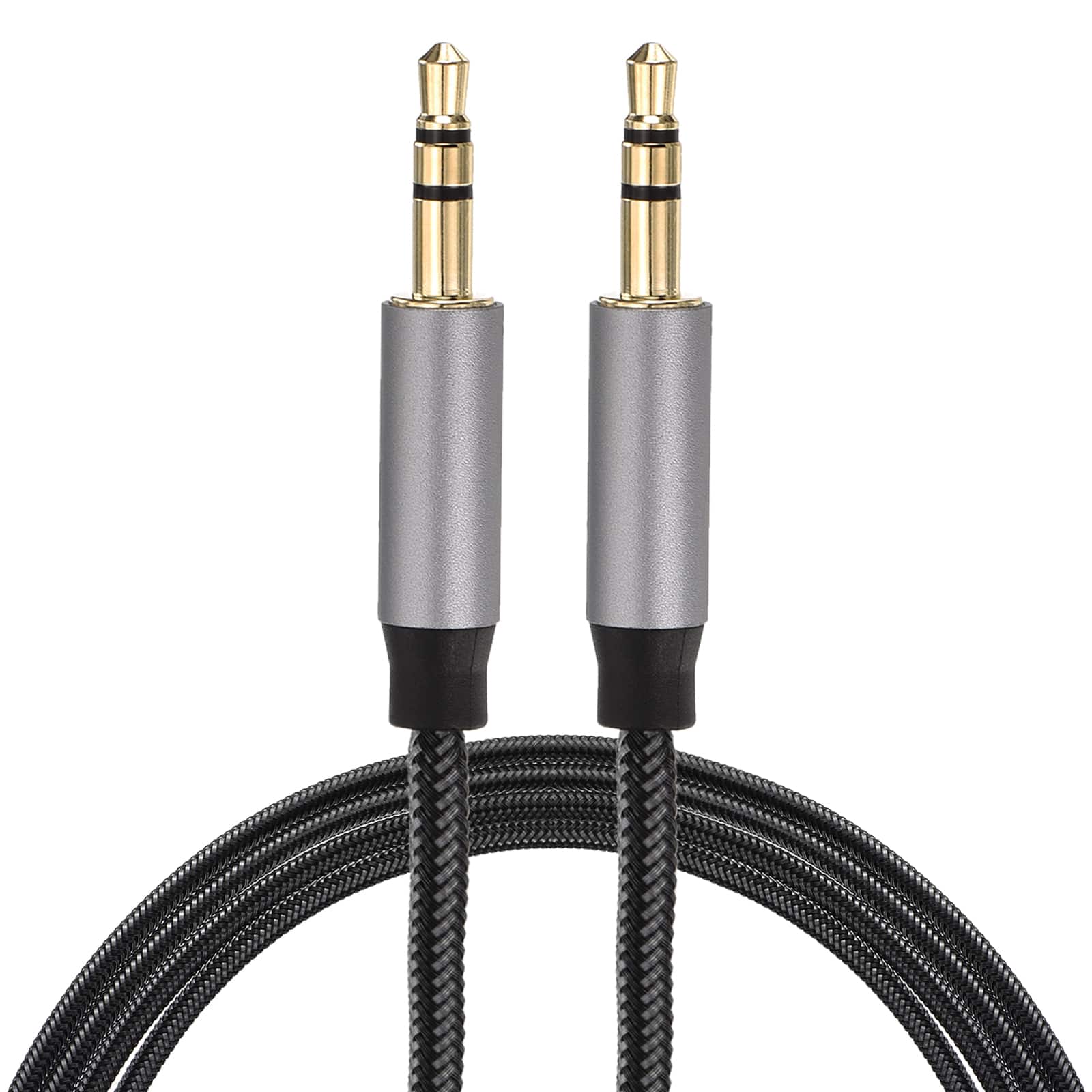 Unique Bargains - 2pcs AUX Cable, 3.5mm Nylon Braided Male to Male Audio Cord, for Headphone Speaker Car Stereo - Gray