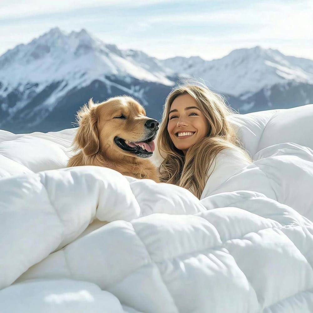 Alt View 6. Resenkos - Goose Down Comforter Queen Size, Soft Noiseless 3D Baffle Box Design with Corner Tab, 90 x 90 Inch, White - White.