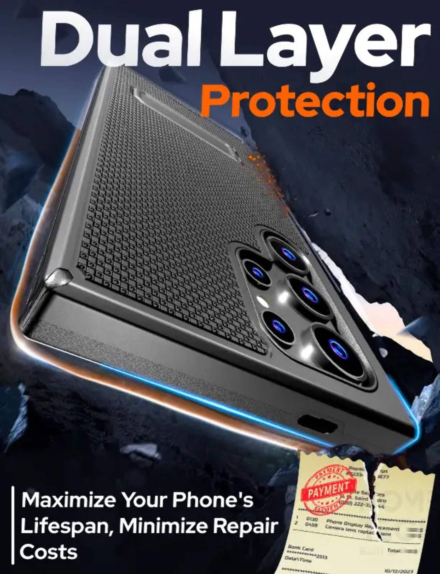 Dual Layer Protection

Maximize Your Phone's Lifespan, Minimize Repair Costs

PAYMENT

FET NEES 677

Saint Se

Phone Display Repair
Camera Lens Replacement

Bank Card
Data Time

Total: $0.00

10/12/2023