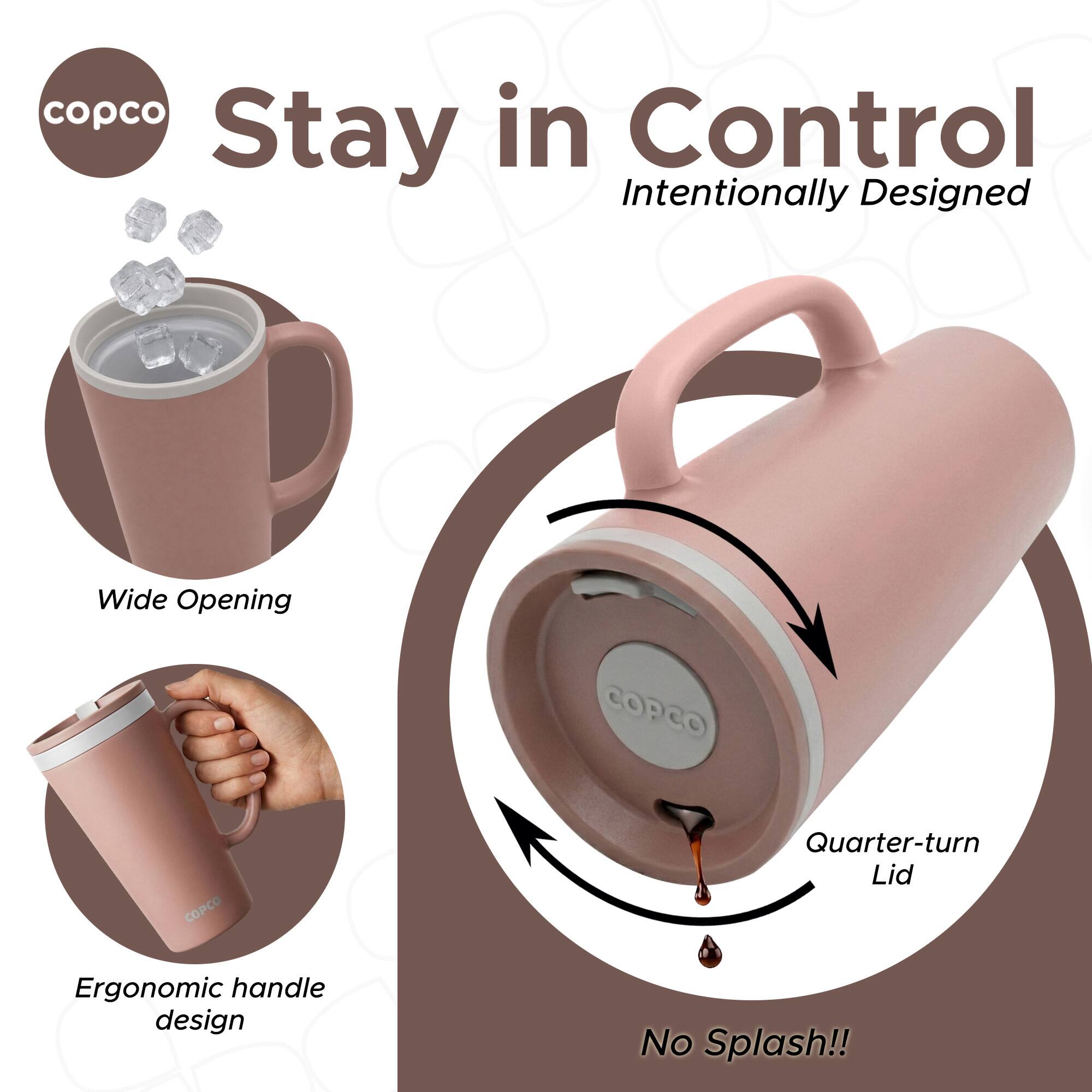 copco Stay in Control  
Intentionally Designed  
Wide Opening  
PCO Quarter-turn Lid  
Ergonomic handle design  
No Splash!!