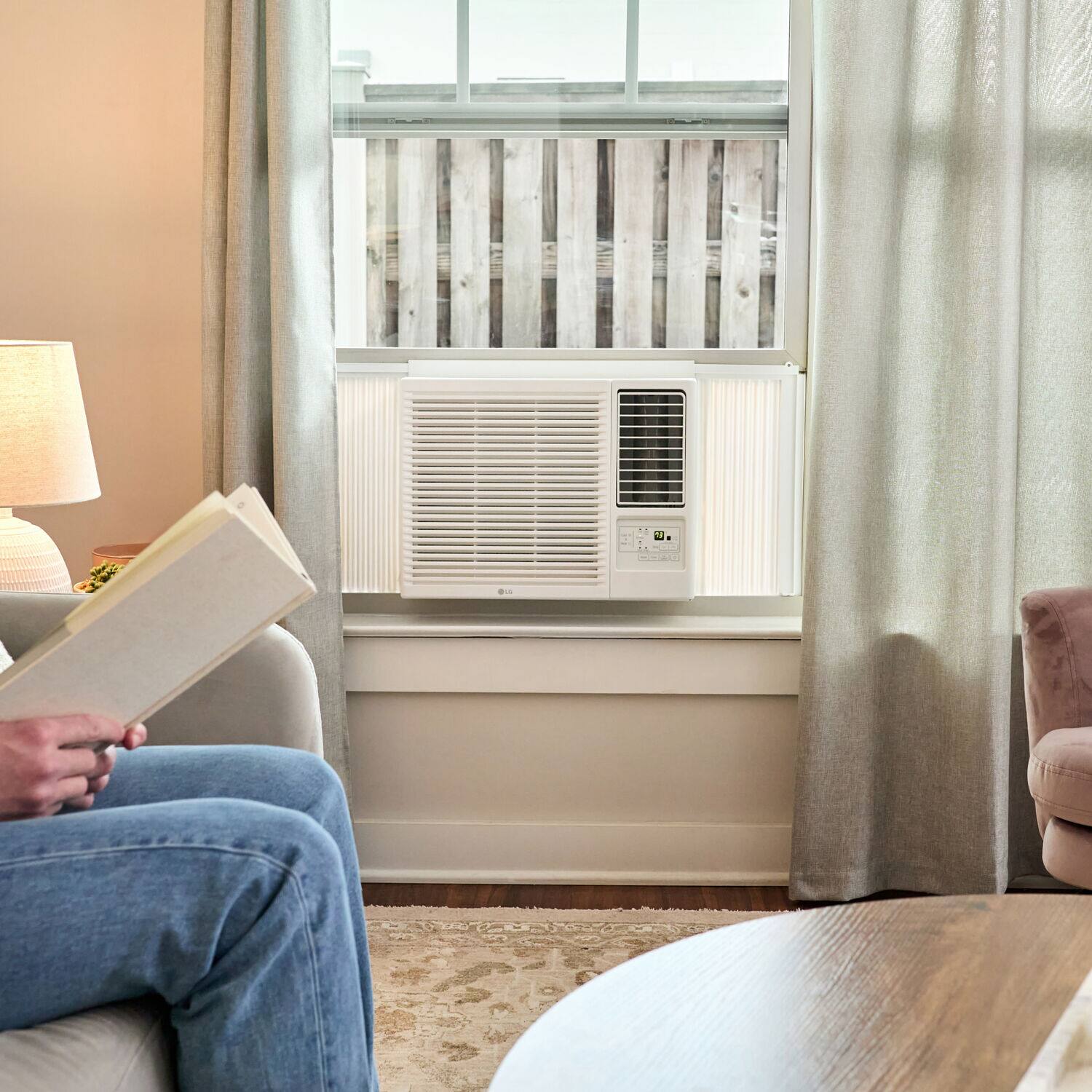 Alt View 12. LG - 570 Sq. Ft. 12,200 BTU 230V Window Air Conditioner with Cool, Heat and Wi-Fi Control - White.