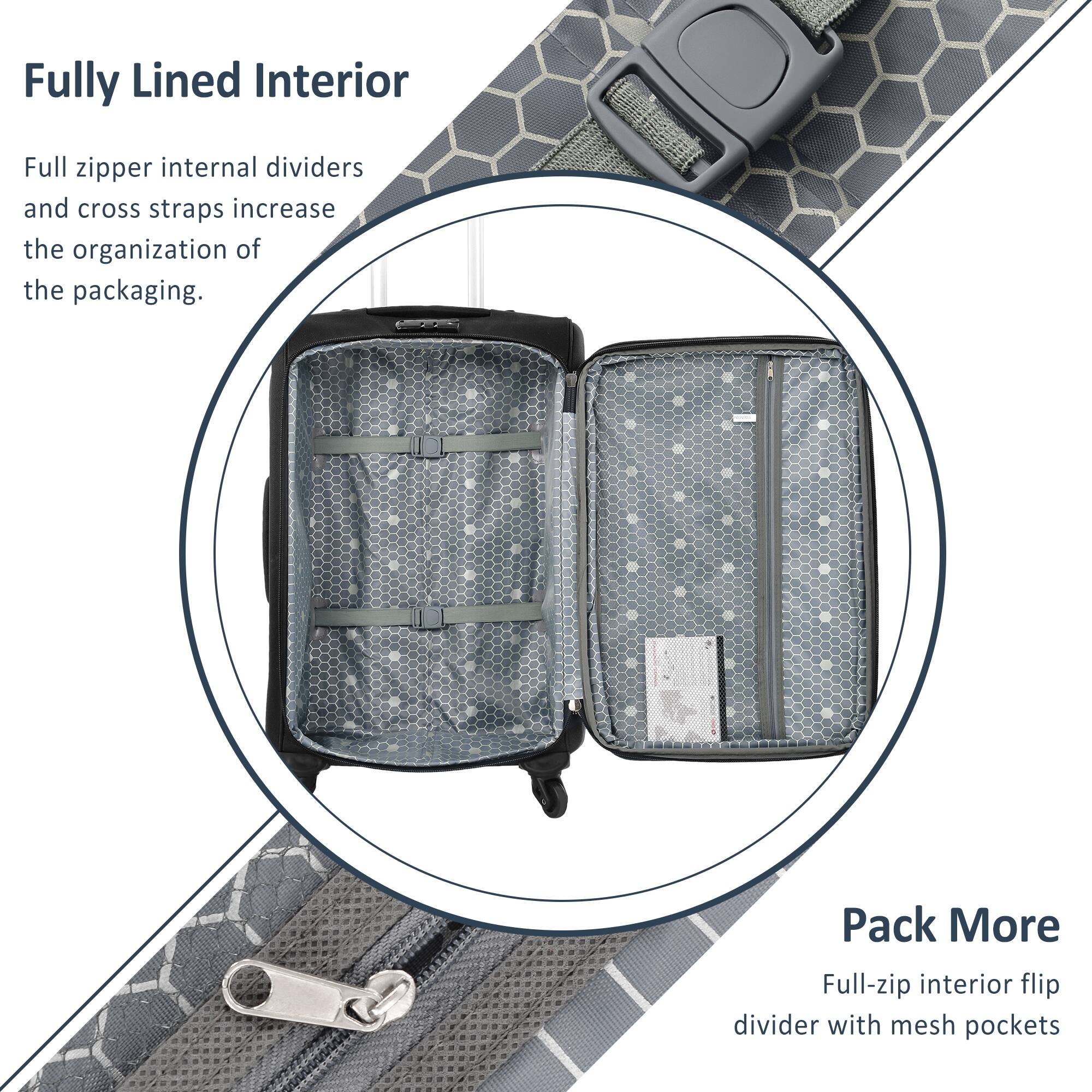 Fully Lined Interior

Full zipper internal dividers and cross straps increase the organization of the packaging.

Pack More

Full-zip interior flip divider with mesh pockets