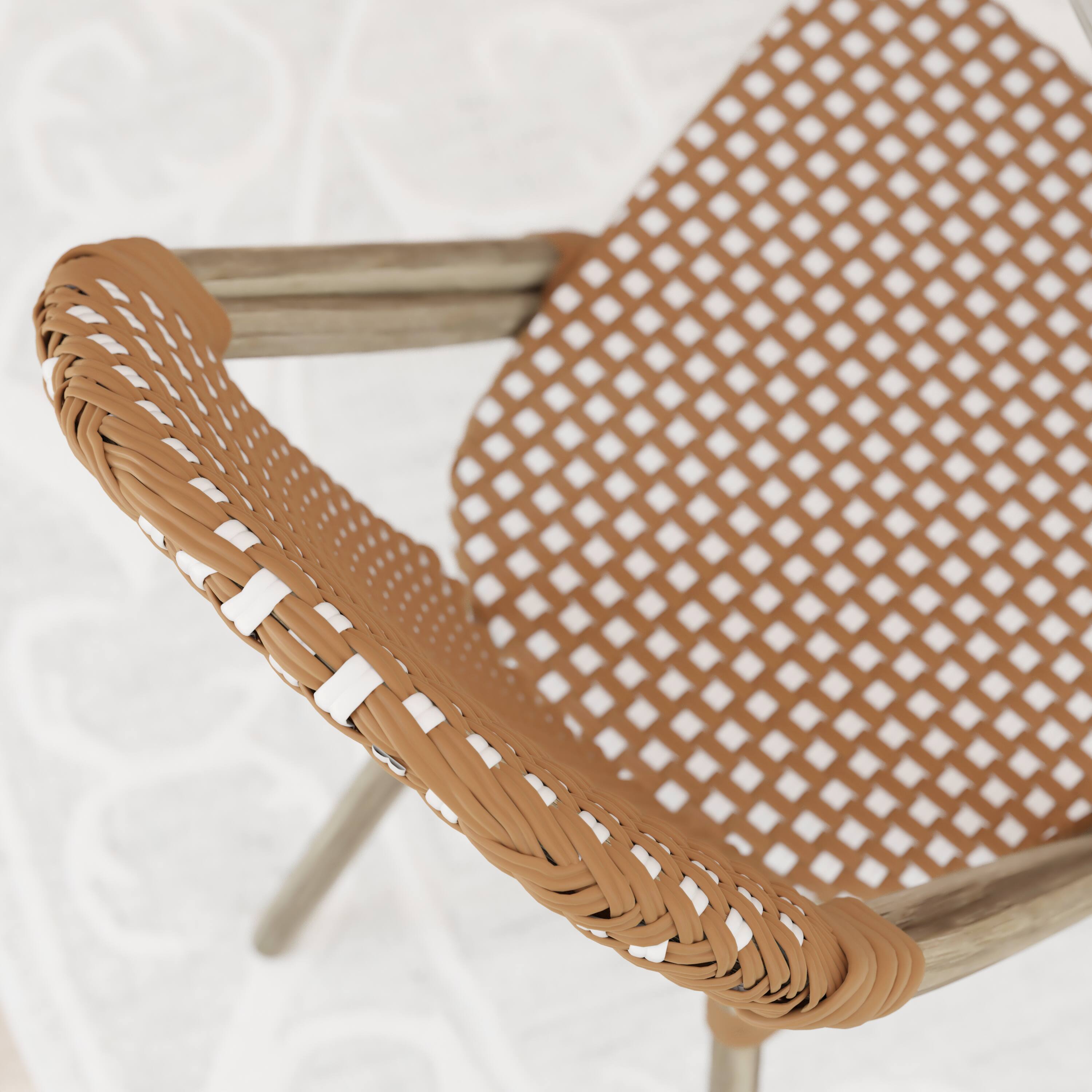 Alt View 5. Emma + Oliver - Colmar Indoor/Outdoor Stacking Bistro Chairs with Aluminum Frame - Natural & White/Light Natural Frame.