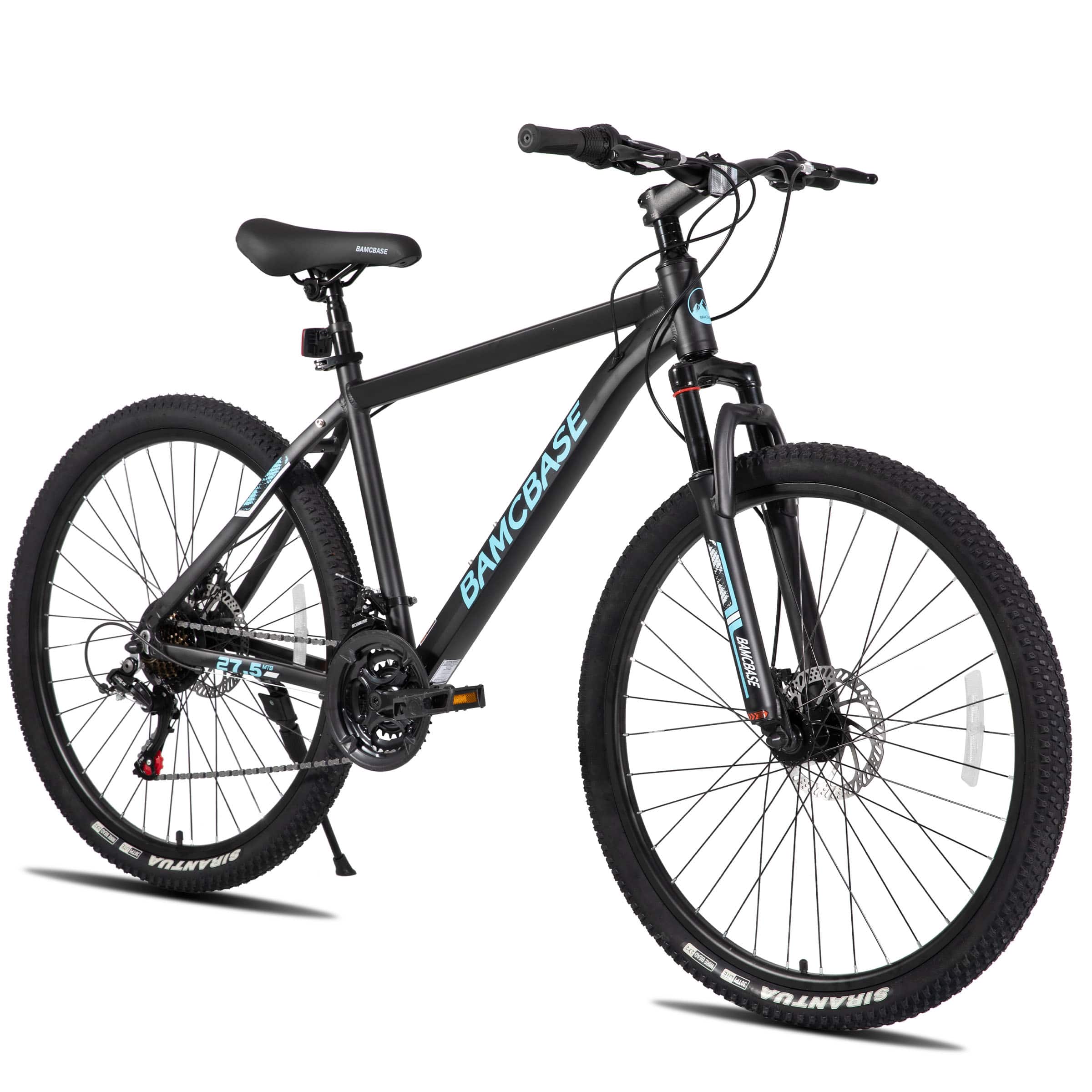HILAND - BAMCBASE Mountain Bike 26 inch, 21-Speed Aluminum Alloy MTB with Suspension Fork, Bicycle for Men Women Adults - Black