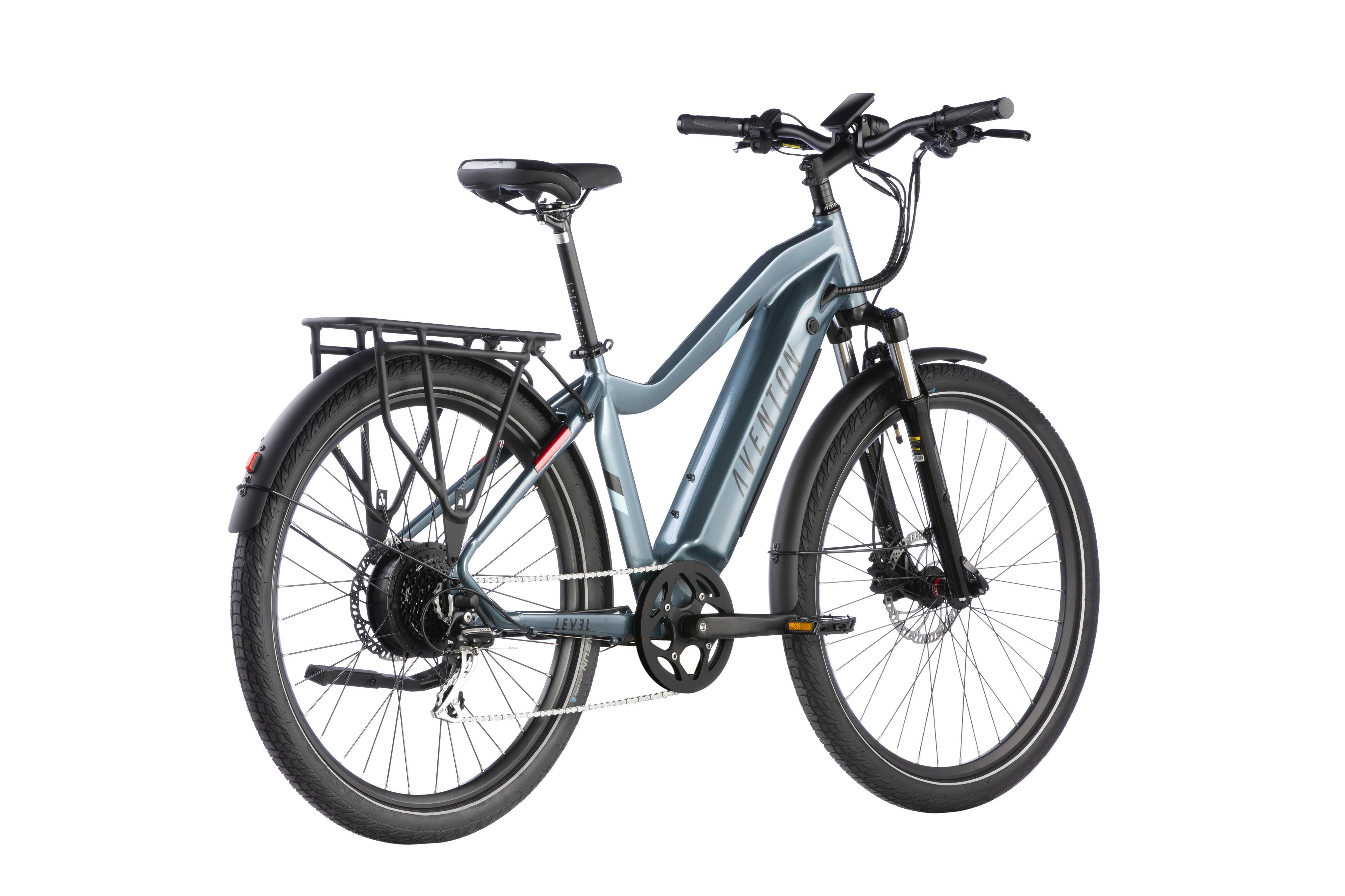 Left. Aventon - Level.2 Commuter Step-Over eBike w/ up to 60 miles Max Operating Range and 28 MPH Max Speed - Glacier Blue.