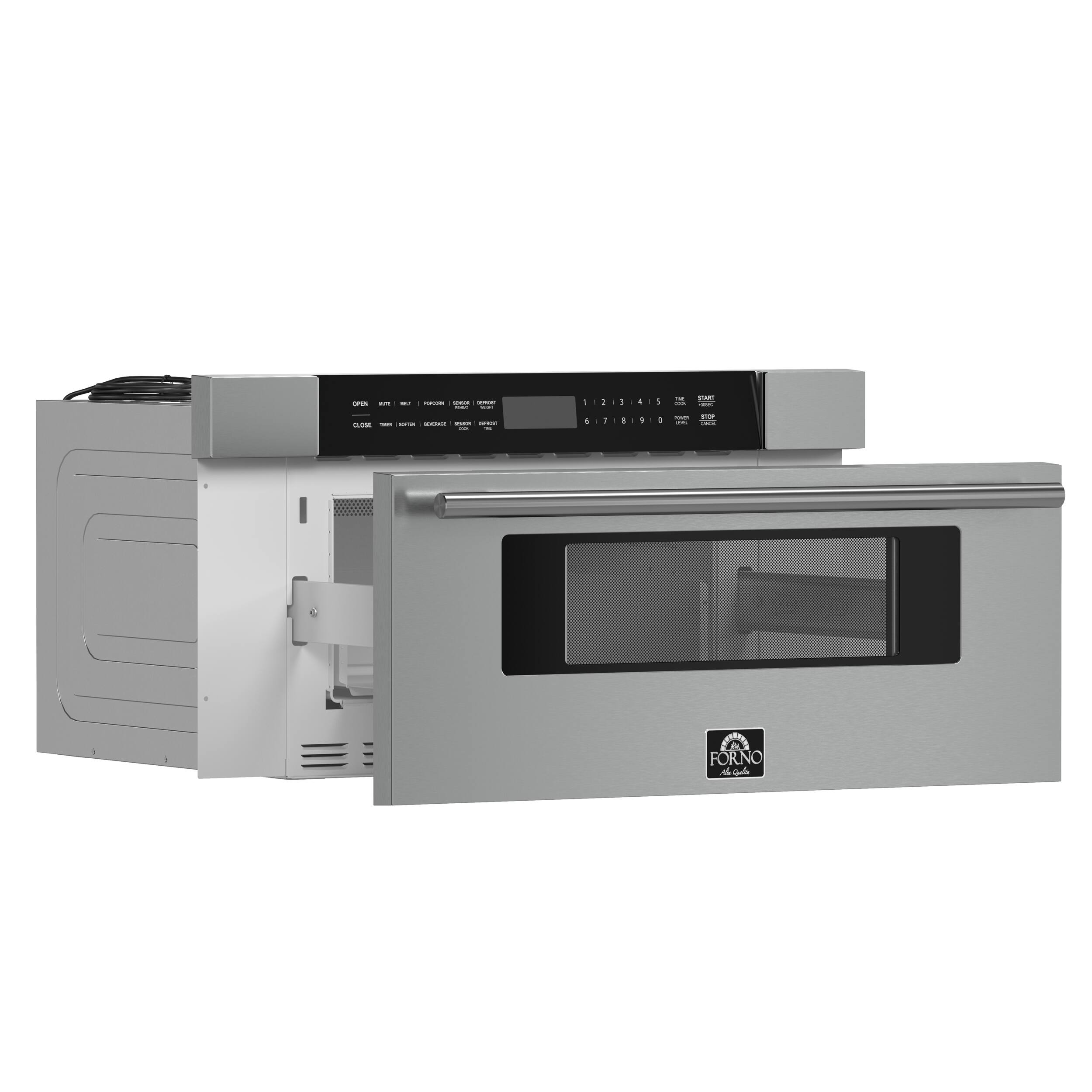 Angle. Forno Appliances - Capoliveri 1.2 cu. ft. Built-In Microwave Drawer with Sensor Cooking and Angled Touch Controls - Silver.