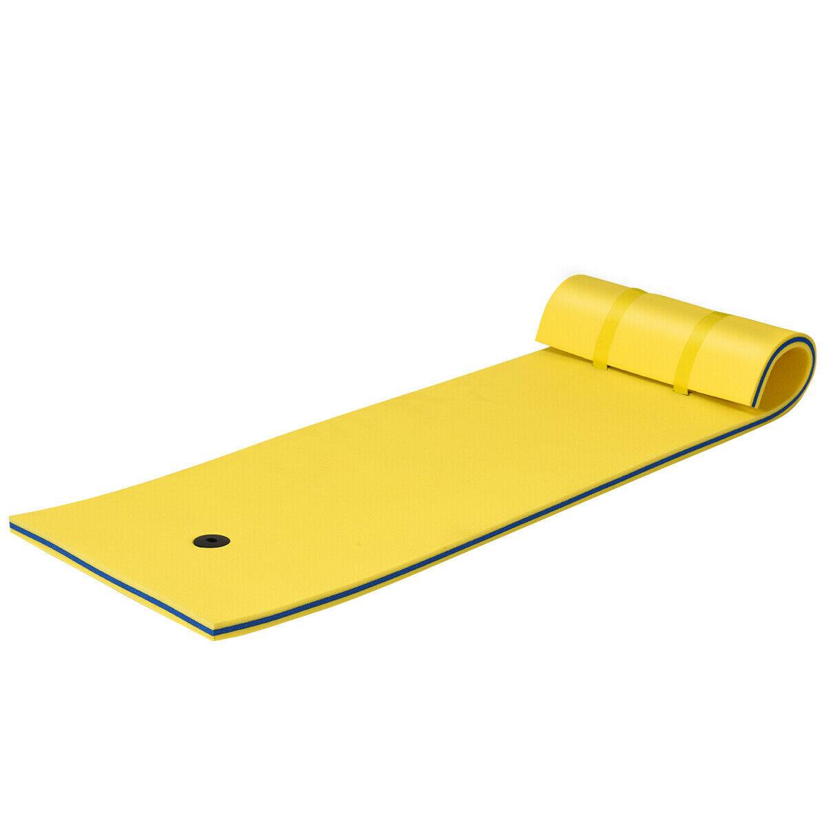 Front. Gymax - Gymax 83'' x 26'' 3-layer Floating Pad Mat Water Sports Recreation Relaxing Yellow - Yellow+Black.