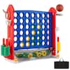 Front. Costway - Costway 4 in a Row Connect Game with Mesh Net, Carrying Bag, Height Adjustable, Ring Toss - Blue+Red.