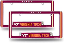 Rico Industries - Virginia Tech NCAA Hokies (Set of 2) Chrome Metal License Plate Frames with Bold Full Frame Design - Multi