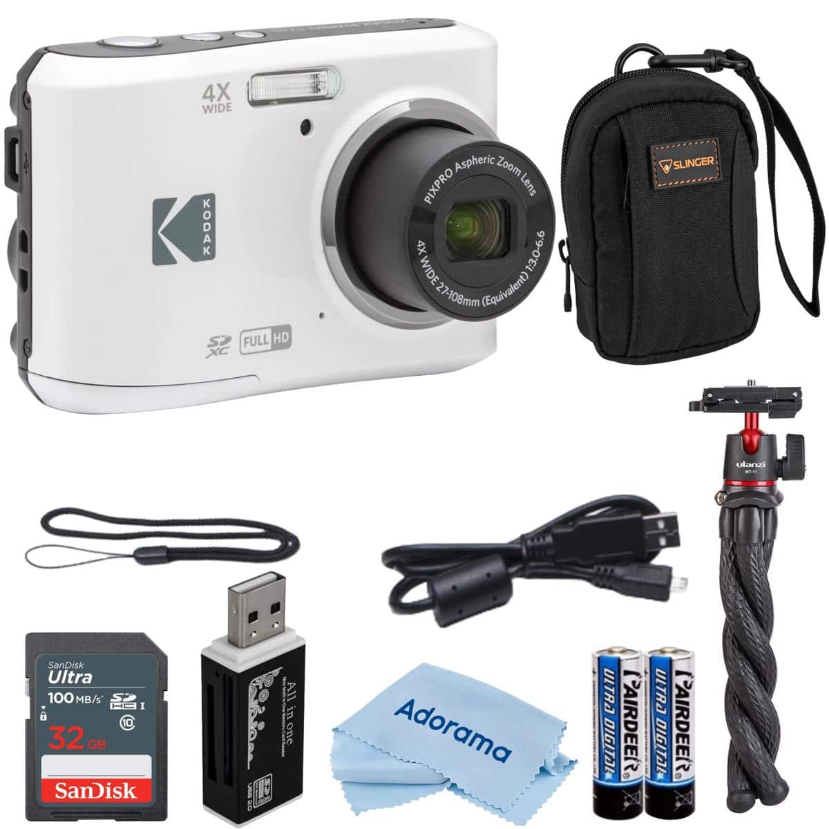 Bundle - Kodak - PIXPRO FZ45 Friendly Zoom 16MP Full HD Digital Camera, White price history on PriceWatchPro
