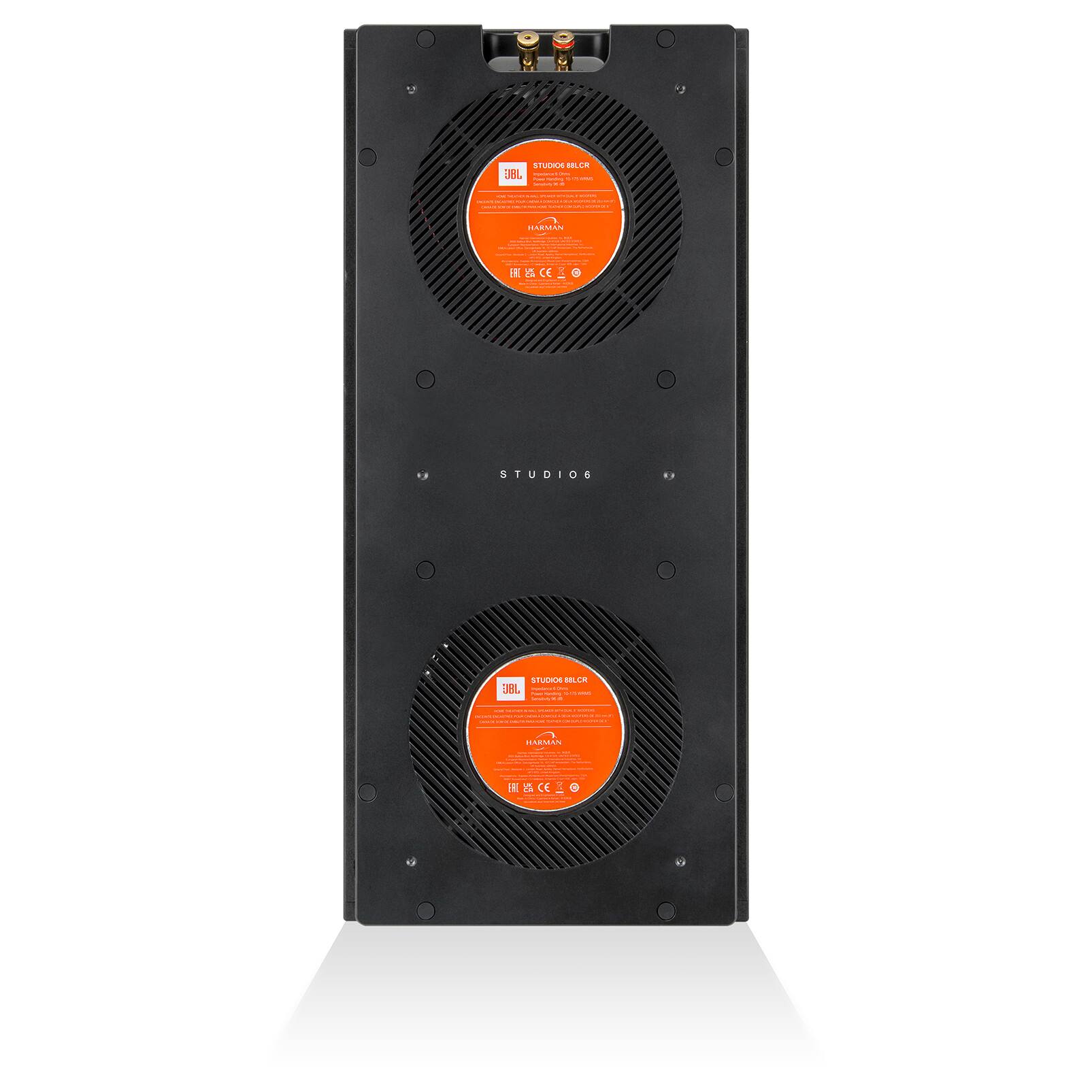 Back. JBL - Studio 6 Dual-8" 2-Way In-Wall Speaker - Black.
